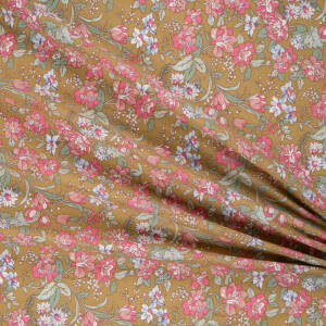 Cotton fabric  PREMIUM SPRING MEADOW ON LIGT BROWN #9795-01