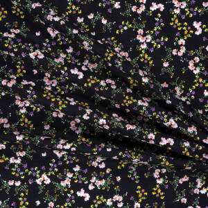 Cotton fabric  PREMIUM SMALL CAMOMILE ON BLACK #8096-02
