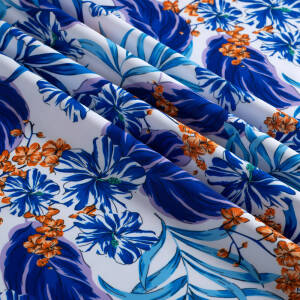 Lycra BLUE FLOWERS ON WHITE  #1103A
