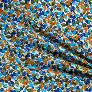 Cotton fabric PREMIUM BLUE OLIVES #9784-02